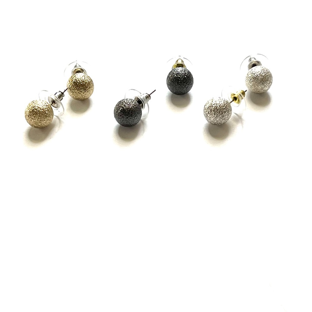 Sterling Silver Glitter Ball Stud Earrings